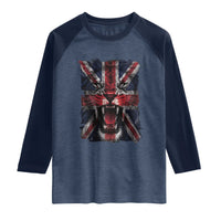Union Jack Flag Lion Face UK British Great Britain Raglan Shirt