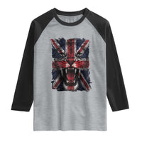 Union Jack Flag Lion Face UK British Great Britain Raglan Shirt