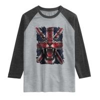 Union Jack Flag Lion Face UK British Great Britain Raglan Shirt