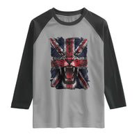 Union Jack Flag Lion Face UK British Great Britain Raglan Shirt