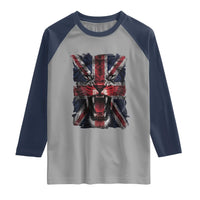 Union Jack Flag Lion Face UK British Great Britain Raglan Shirt