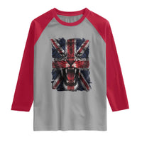 Union Jack Flag Lion Face UK British Great Britain Raglan Shirt