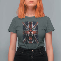 Union Jack Flag Lion Face UK British Great Britain T Shirt For Women