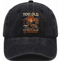 Too Old To Care Club My Give A Damn is Broken Washed Cotton Baseball Cap Funny Bigfoot Retirement