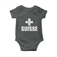 Suisse Swiss French Vintage Cross Flag Switzerland Roots Baby Onesie