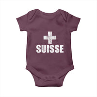 Suisse Swiss French Vintage Cross Flag Switzerland Roots Baby Onesie