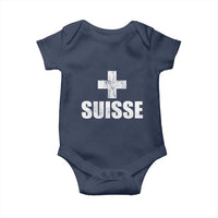 Suisse Swiss French Vintage Cross Flag Switzerland Roots Baby Onesie