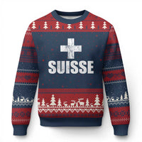 Suisse Swiss French Vintage Cross Flag Switzerland Roots Ugly Christmas Sweater
