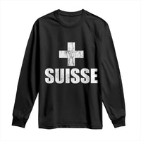 Suisse Swiss French Vintage Cross Flag Switzerland Roots Long Sleeve Shirt