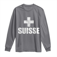 Suisse Swiss French Vintage Cross Flag Switzerland Roots Long Sleeve Shirt
