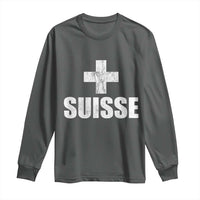 Suisse Swiss French Vintage Cross Flag Switzerland Roots Long Sleeve Shirt