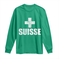 Suisse Swiss French Vintage Cross Flag Switzerland Roots Long Sleeve Shirt