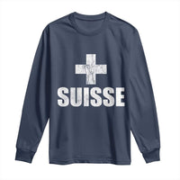 Suisse Swiss French Vintage Cross Flag Switzerland Roots Long Sleeve Shirt