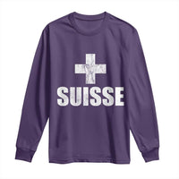 Suisse Swiss French Vintage Cross Flag Switzerland Roots Long Sleeve Shirt