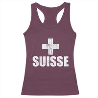 Suisse Swiss French Vintage Cross Flag Switzerland Roots Racerback Tank Top
