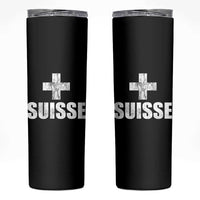 Suisse Swiss French Vintage Cross Flag Switzerland Roots Skinny Tumbler