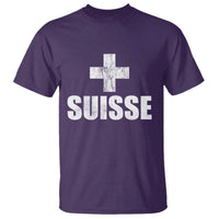 Suisse Swiss French Vintage Cross Flag Switzerland Roots T Shirt