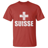 Suisse Swiss French Vintage Cross Flag Switzerland Roots T Shirt