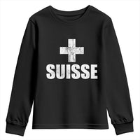 Suisse Swiss French Vintage Cross Flag Switzerland Roots Youth Sweatshirt