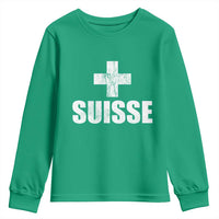 Suisse Swiss French Vintage Cross Flag Switzerland Roots Youth Sweatshirt