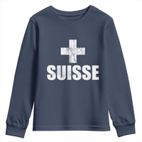 Suisse Swiss French Vintage Cross Flag Switzerland Roots Youth Sweatshirt