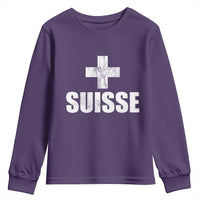 Suisse Swiss French Vintage Cross Flag Switzerland Roots Youth Sweatshirt
