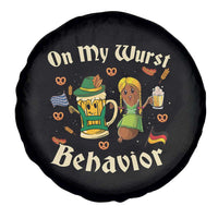 Funny Oktoberfest Spare Tire Cover On My Wurst Behavior Beer Bratwurst Lederhosen Dirndl - Wonder Print Shop