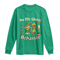Funny Oktoberfest Long Sleeve Shirt On My Wurst Behavior Beer Bratwurst Lederhosen Dirndl - Wonder Print Shop