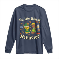 Funny Oktoberfest Long Sleeve Shirt On My Wurst Behavior Beer Bratwurst Lederhosen Dirndl - Wonder Print Shop