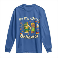 Funny Oktoberfest Long Sleeve Shirt On My Wurst Behavior Beer Bratwurst Lederhosen Dirndl - Wonder Print Shop