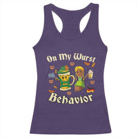 Funny Oktoberfest Racerback Tank Top On My Wurst Behavior Beer Bratwurst Lederhosen Dirndl - Wonder Print Shop