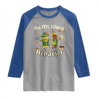 Funny Oktoberfest Raglan Shirt On My Wurst Behavior Beer Bratwurst Lederhosen Dirndl - Wonder Print Shop