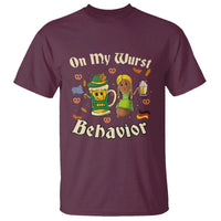 Funny Oktoberfest T Shirt On My Wurst Behavior Beer Bratwurst Lederhosen Dirndl - Wonder Print Shop