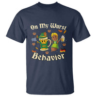 Funny Oktoberfest T Shirt On My Wurst Behavior Beer Bratwurst Lederhosen Dirndl - Wonder Print Shop