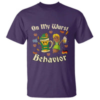 Funny Oktoberfest T Shirt On My Wurst Behavior Beer Bratwurst Lederhosen Dirndl - Wonder Print Shop