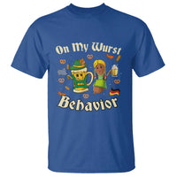 Funny Oktoberfest T Shirt On My Wurst Behavior Beer Bratwurst Lederhosen Dirndl - Wonder Print Shop