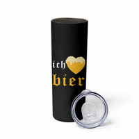 Funny Oktoberfest Skinny Tumbler Ich Liebe Bier Heart German Beer Foam - Wonder Print Shop