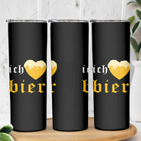 Funny Oktoberfest Skinny Tumbler Ich Liebe Bier Heart German Beer Foam - Wonder Print Shop
