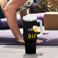 Funny Oktoberfest Tumbler With Handle Ich Liebe Bier Heart German Beer Foam - Wonder Print Shop