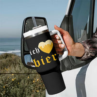 Funny Oktoberfest Tumbler With Handle Ich Liebe Bier Heart German Beer Foam - Wonder Print Shop