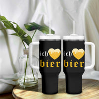 Funny Oktoberfest Tumbler With Handle Ich Liebe Bier Heart German Beer Foam - Wonder Print Shop
