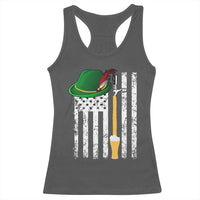 Funny German Beer Racerback Tank Top Oktoberfest Vintage American Flag Alpine hat - Wonder Print Shop