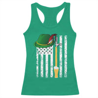 Funny German Beer Racerback Tank Top Oktoberfest Vintage American Flag Alpine hat - Wonder Print Shop