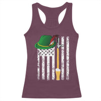 Funny German Beer Racerback Tank Top Oktoberfest Vintage American Flag Alpine hat - Wonder Print Shop