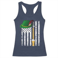 Funny German Beer Racerback Tank Top Oktoberfest Vintage American Flag Alpine hat - Wonder Print Shop