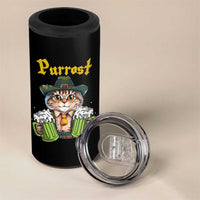 Funny Oktoberfest Cat 4 in 1 Can Cooler Tumbler Purrost Kitty Drinking Beer Lederhosen Pet Lovers - Wonder Print Shop