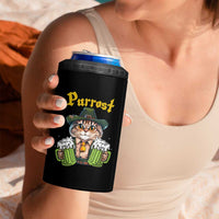 Funny Oktoberfest Cat 4 in 1 Can Cooler Tumbler Purrost Kitty Drinking Beer Lederhosen Pet Lovers - Wonder Print Shop