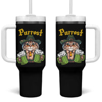 Funny Oktoberfest Cat Tumbler With Handle Purrost Kitty Drinking Beer Lederhosen Pet Lovers - Wonder Print Shop