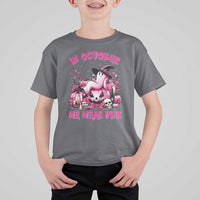 Breast Cancer Awareness T Shirt For Kid In October We Wear Pink Halloween Ghost Pumpkin Wine Skull - Wonder Print Shop