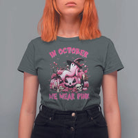 Breast Cancer Awareness T Shirt For Women In October We Wear Pink Halloween Ghost Pumpkin Wine Skull - Wonder Print Shop